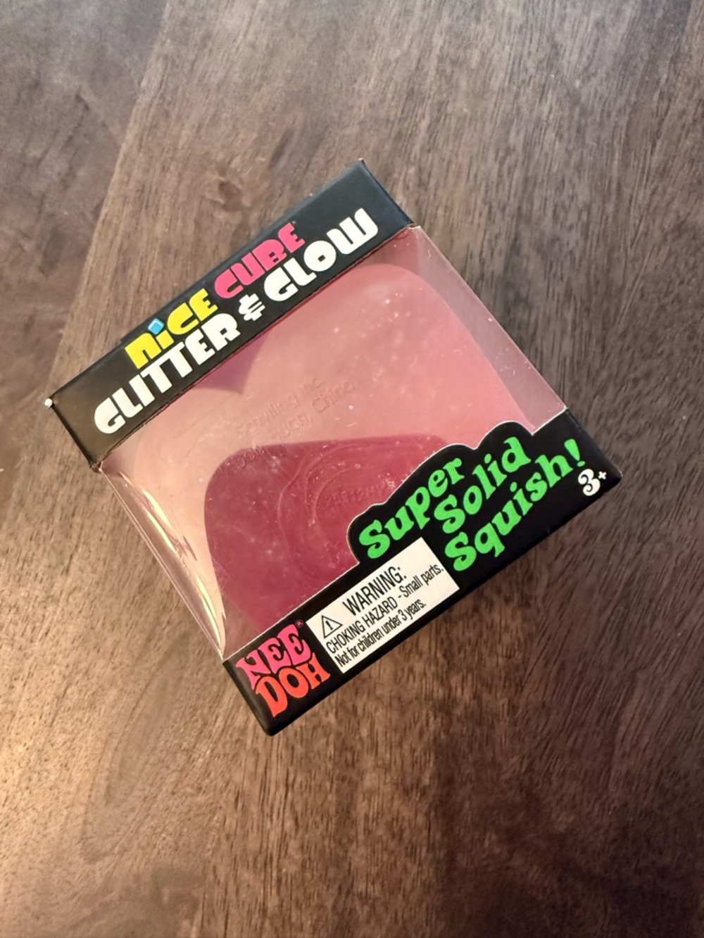 NeeDoh Nice Cube Glitter & Glow Super Solid Squish - Pink Glitter
